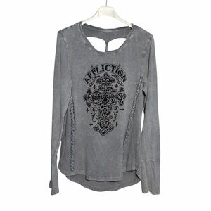 Affliction Women's Charcoal Long Sleeve Tee